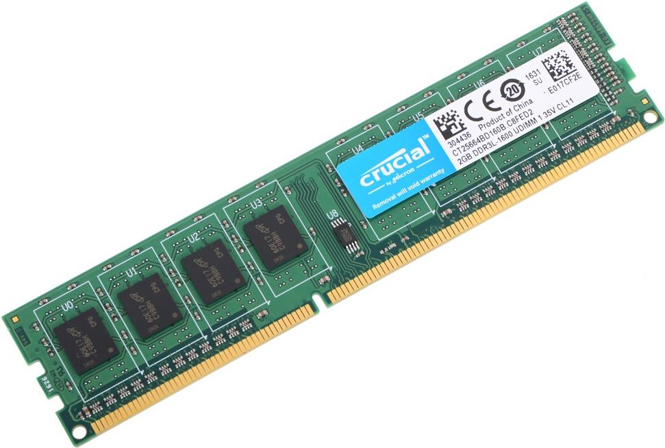 

Оперативная память Crucial 2GB DDR3 PC3-12800 (CT25664BD160B), 2GB DDR3 PC3-12800