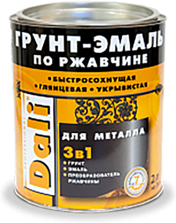 

Грунт-эмаль по ржавчине Dali 3в1 2л черный