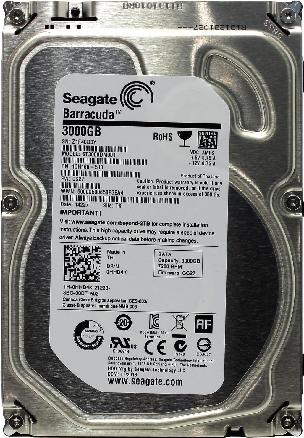 

Жесткий диск Seagate Barracuda 3TB [ST3000DM001], Жесткий диск Seagate Barracuda 3TB ST3000DM001
