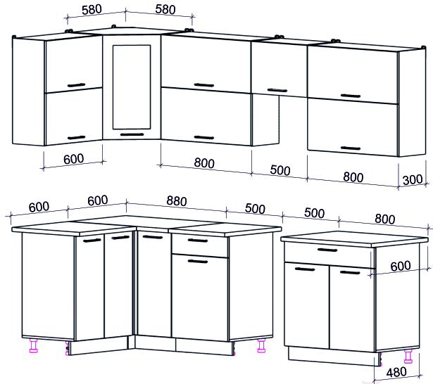 

Кухонный гарнитур Интерлиния Мила Gloss 50-12x27 бордовый/черный глянец, Мила Gloss 50-12x27
