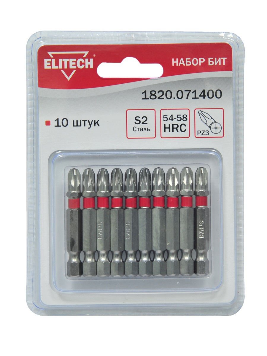

Набор бит ELITECH PZ3x50 mm 10 шт [1820.071400], PZ3x50 mm 10 шт