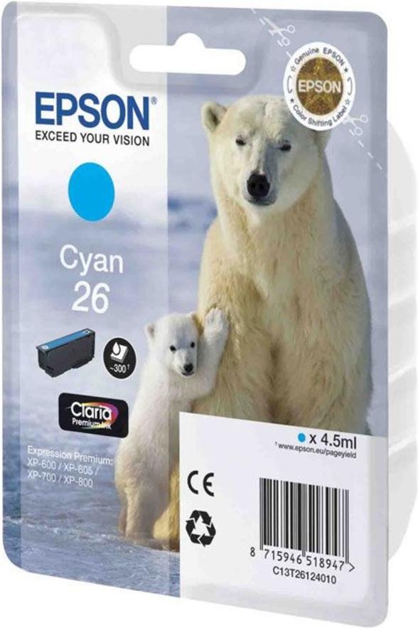 

Струйный картридж Epson T2612 4.5 мл для XP-600/700/800 голубой [C13T26124012], T2612 4.5 мл для XP-600/700/800
