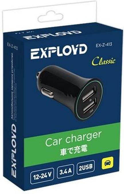 

Зарядное устройство Exployd Classic 3.4A 2хUSB Black [EX-Z-413], Classic 3.4A 2хUSB