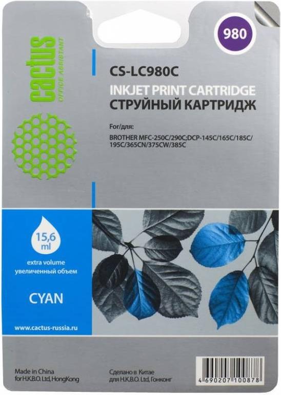 

Картридж для принтера и МФУ CACTUS CS-LC980C, CS-LC980C