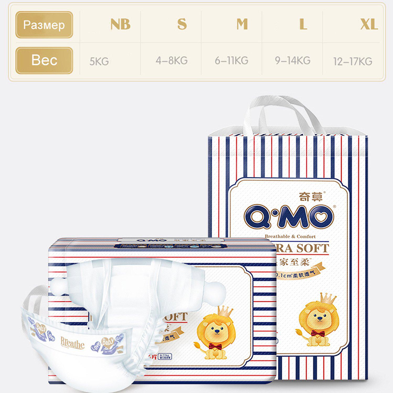 

Детские подгузники Q-MO Ultra Soft S (4-8 кг) 88 шт [S8388], Ultra Soft S (4-8 кг) 88 шт