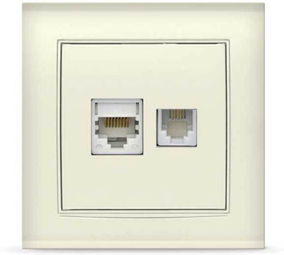 

Розетка Universal Бриллиант RJ45/RJ11 слоновая кость [7948837], Розетка Universal Бриллиант RJ45/RJ11 7948837 слоновая кость