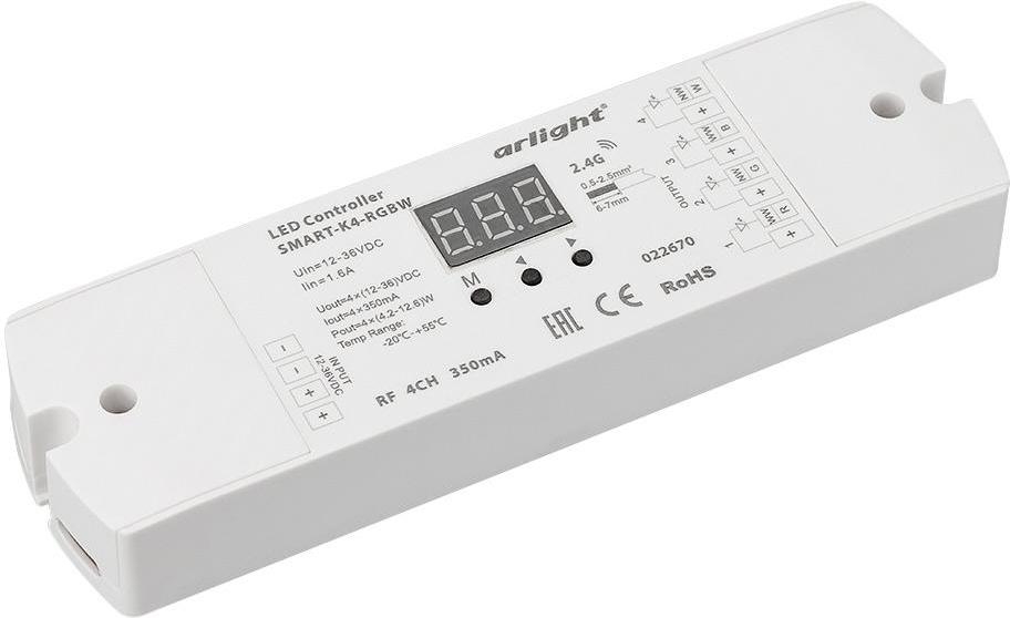 

Arlight Контроллер тока SMART-K4-RGBW (12-36V, 4x350mA) [022670], Контроллер тока SMART-K4-RGBW (12-36V, 4x350mA)