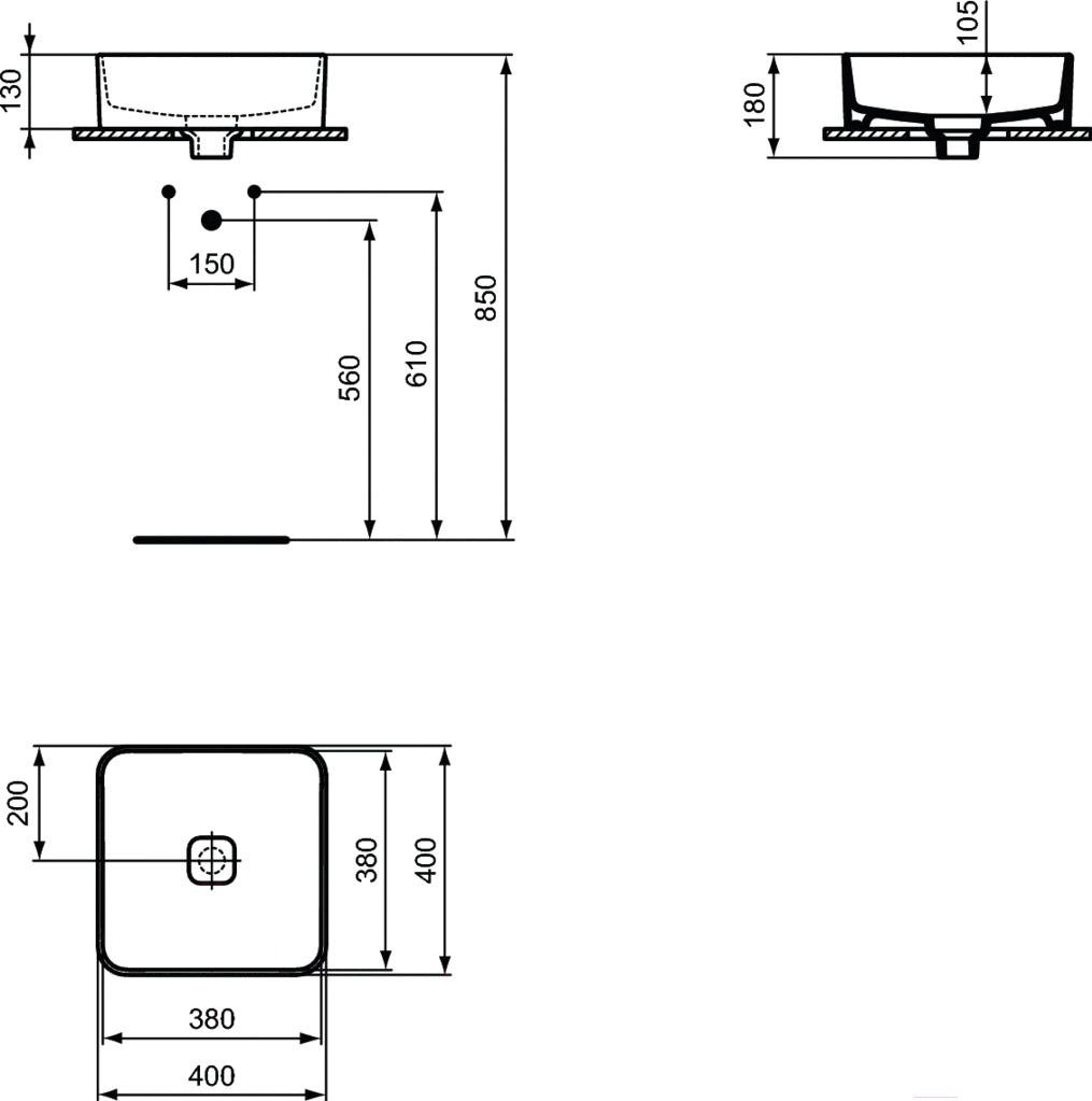 

Умывальник Ideal Standard Strada II Square Vessel 40 [T296201], Strada II Square Vessel 40