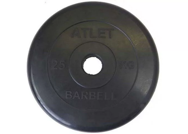 

Диск для штанги MB Barbell Atlet d-51 25 кг черный, Atlet d-51 25кг