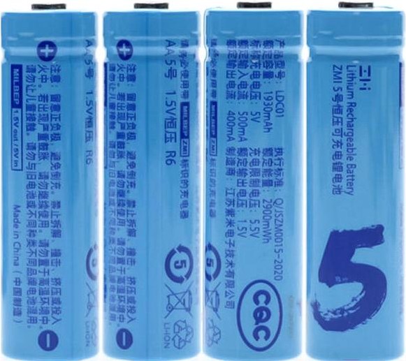 

Аккумуляторная батарейка ZMI Lithium chargable battery 4PC 2900mAh [LDC01], (ZMI Lithium chargable battery 4PC (2900mAh) (LDC01))