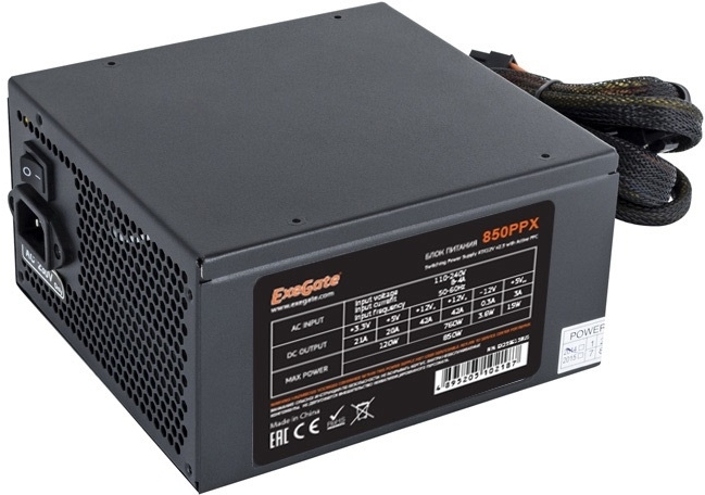 

Блок питания ExeGate 850W 850PPX [EX259613RUS-S], Блок питания для компьютеров ExeGate 850W 850PPX EX259613RUS-S