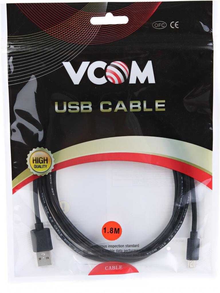 

Кабель Vcom USB2.0 to Micro-USB 1.8 m [VUS6945-1.8M], USB2.0 to Micro-USB 1.8 m