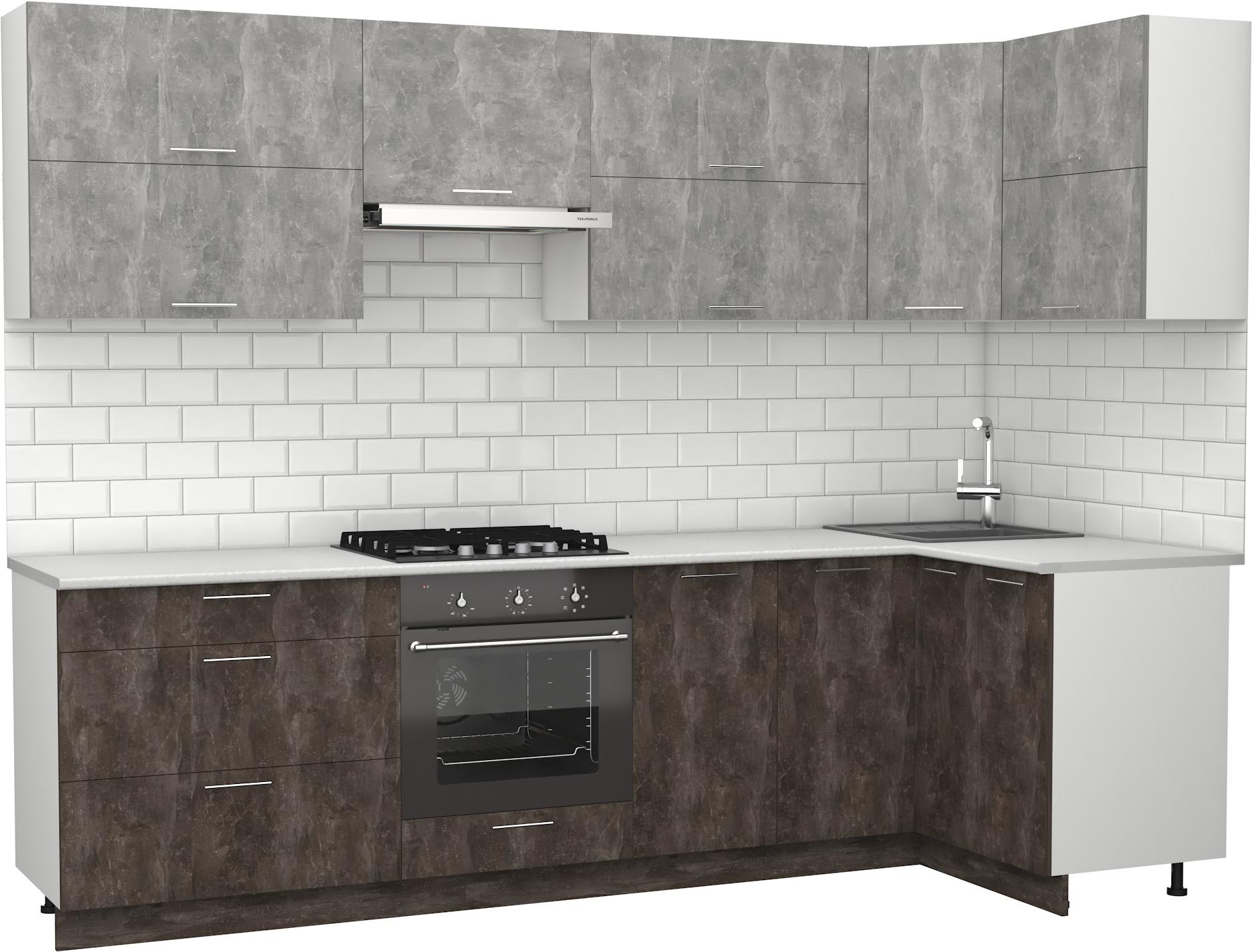 

Готовая кухня Сивирин-Компани Клео крафт правый 1,2*2,8 ателье темное\ателье светлое