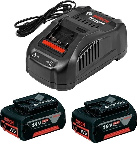 

Аккумулятор с зарядным устройством Bosch GBA 18 В 2x5.0 Ah GAL 1880 CV Professional [1.600.A00.B8J], Аккумулятор с зарядным устройством Bosch 1600A00B8J (18В/5 а*ч + 14.4-18В)