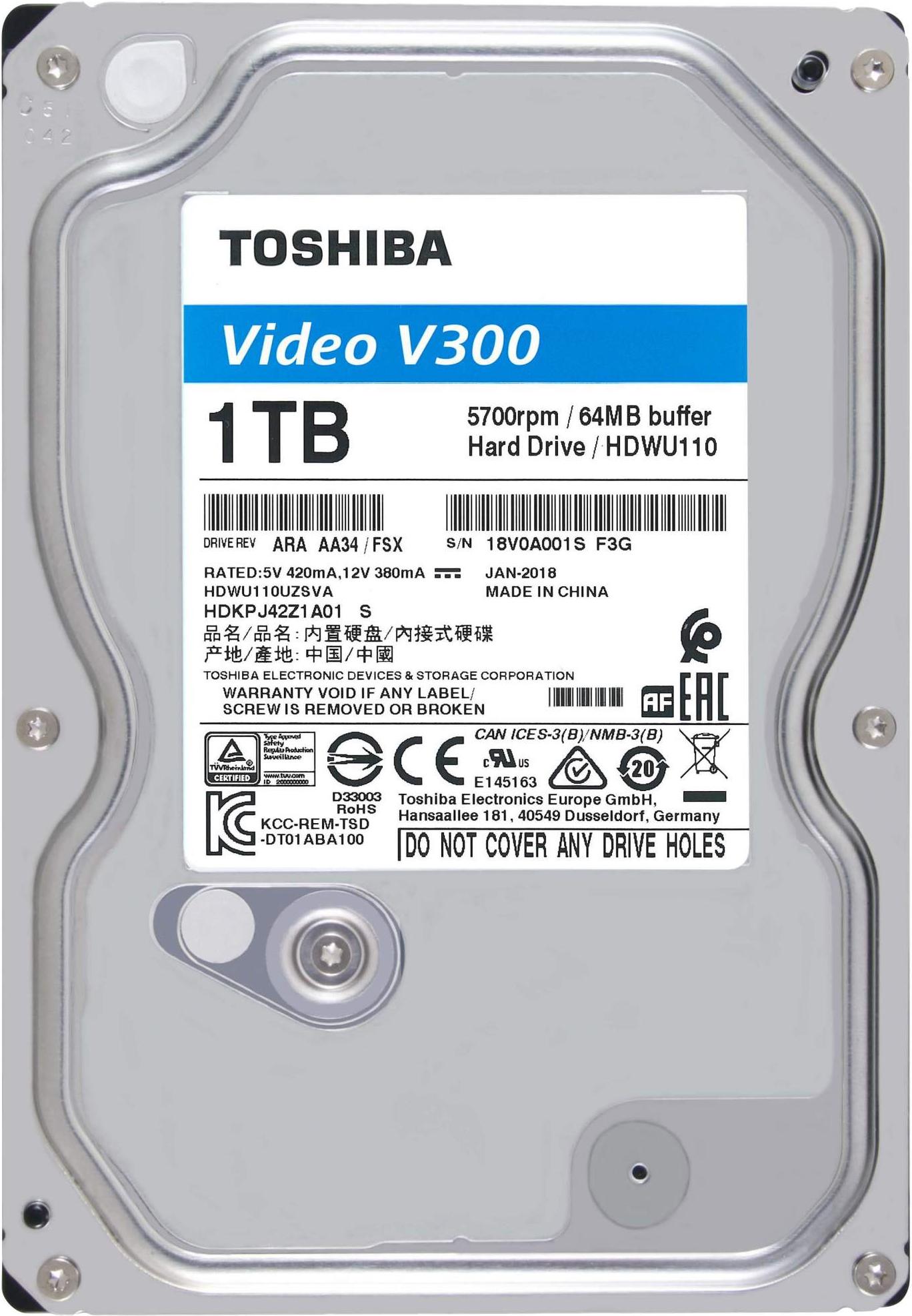 

Жесткий диск Toshiba Video V300 1TB HDWU110UZSVA, Sata-III V300 1Tb