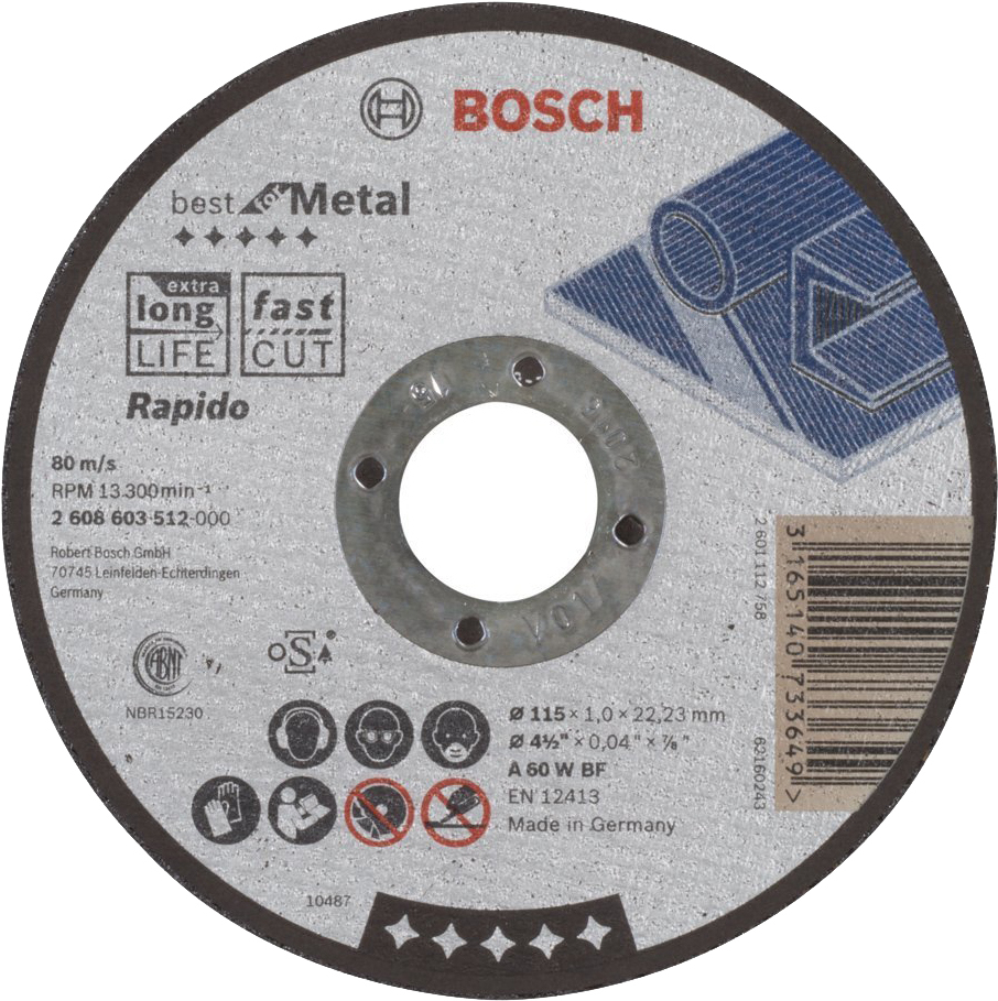 

Отрезной круг Bosch 2.608.603.512, Отрезной круг Bosch 115x1,0 Best for Metal 2.608.603.512