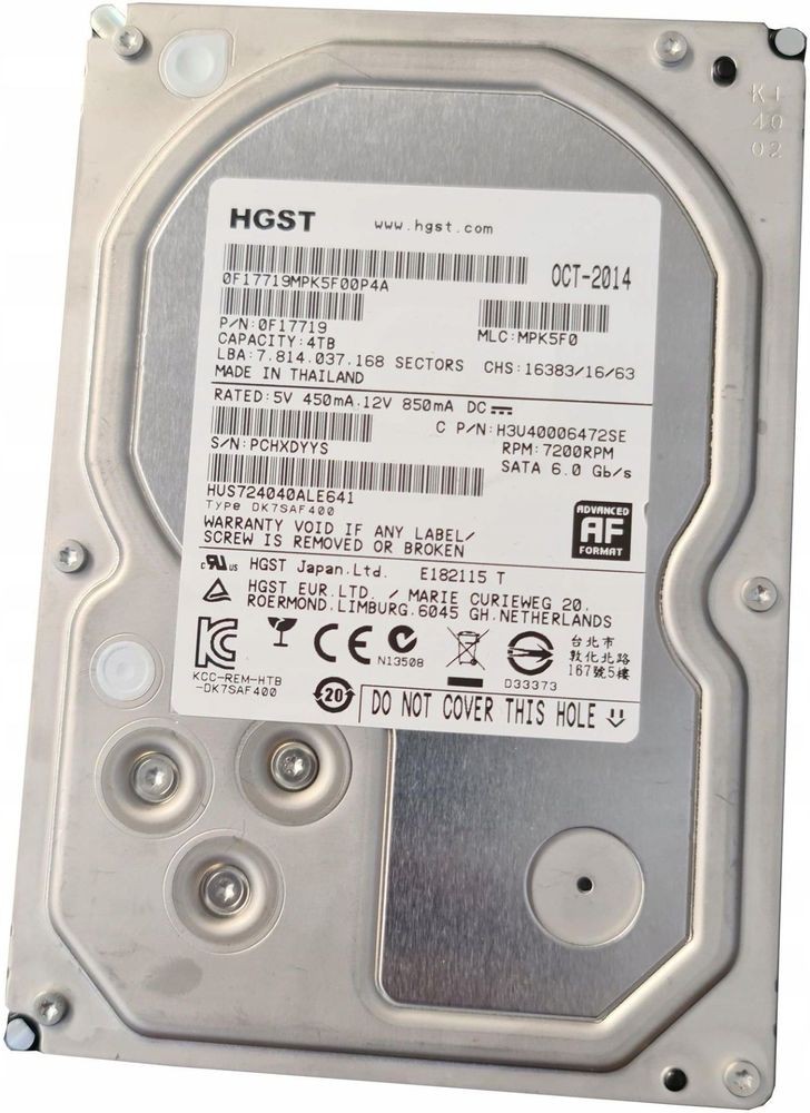 

Жесткий диск HGST Ultrastar 3.5 4TB HUS724040ALE641 (PULL)