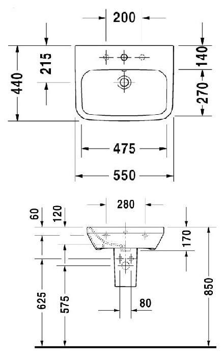 

Умывальник Duravit DuraStyle 55x44 2319550000, DuraStyle 55x44