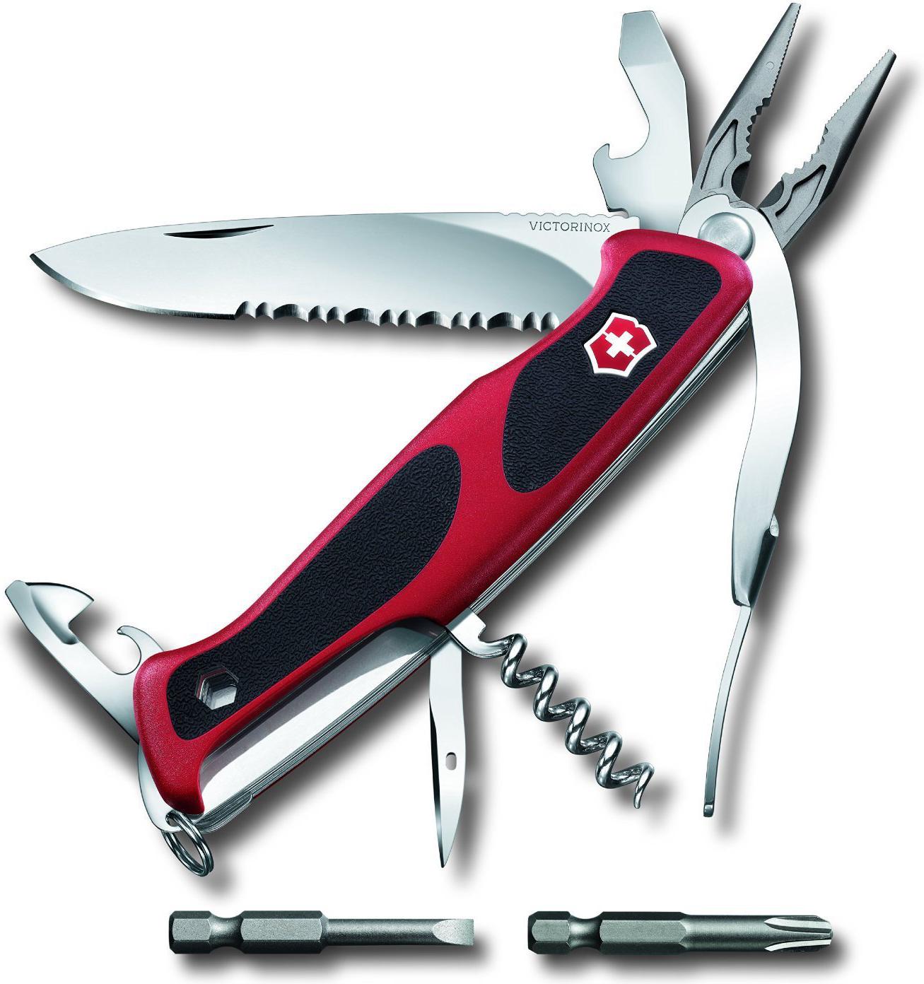 

Туристический нож Victorinox RangerGrip 174 Handyman 17 функций карт. коробка красный/черный [0.9728.WC], RangerGrip 174 Handyman 17 функций карт. коробка