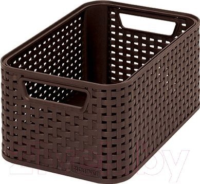 

Корзина для хранения Curver Rattan Style Box S темно-коричневый [03614-210-00], Корзина Curver Rattan Style Box S 03614-210-00 темно-коричневый
