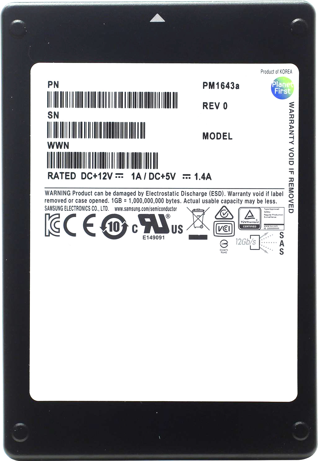 

SSD Samsung 1920GB PM1643a (MZILT1T9HBJR-00007), Накопитель Samsung PM1643a 1.92TB MZILT1T9HBJR-00007 (2.5, SAS3, 3D TLC)