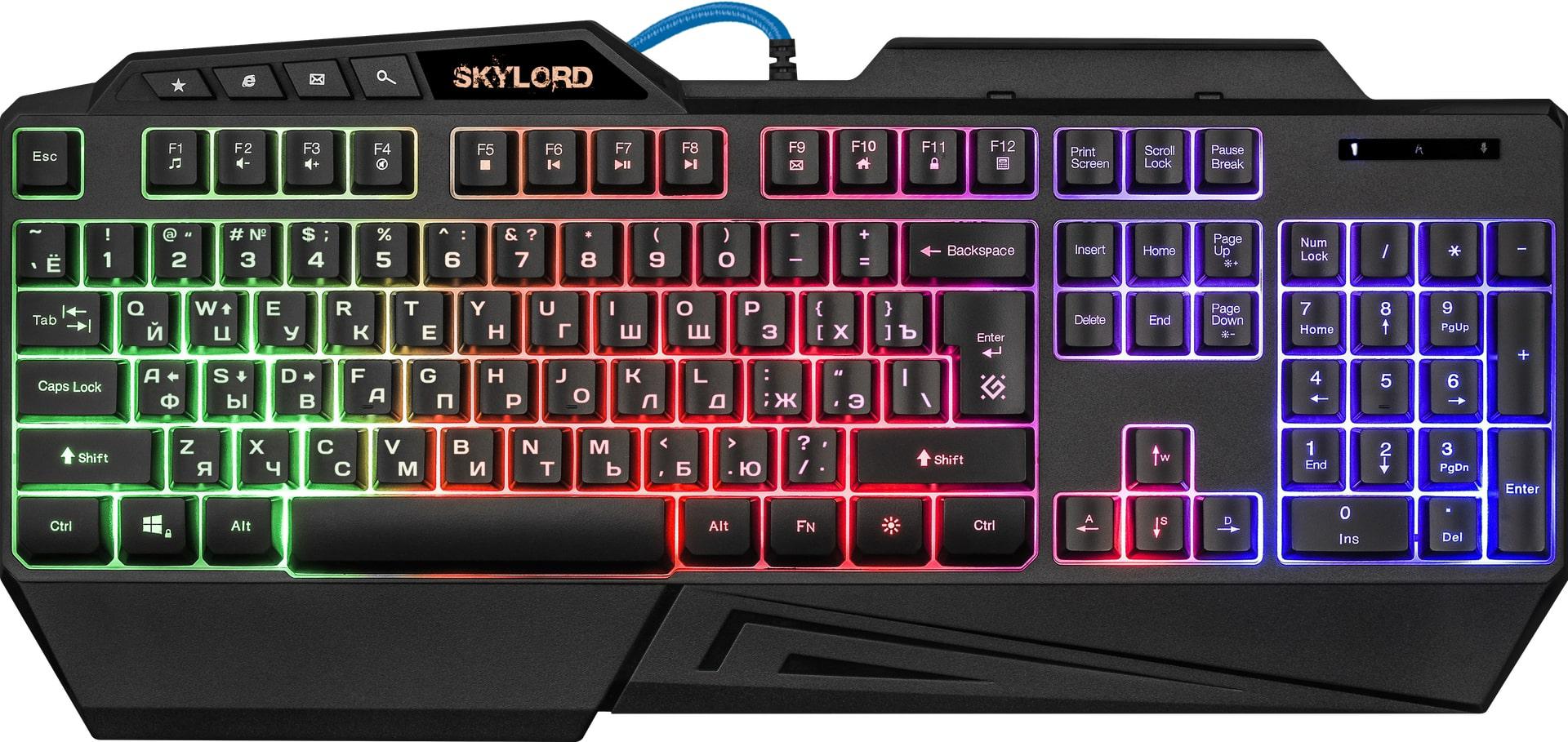 

Клавиатура Defender SkyLord GK-126 RU,RGB [45156], SkyLord GK-126 RU,RGB