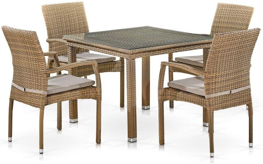 

Набор садовой мебели Afina garden T257B/Y379B-W65 4+1 Light Brown, Комплект садовой мебели Afina garden T257B/Y379B-W65 4+1 Light Brown