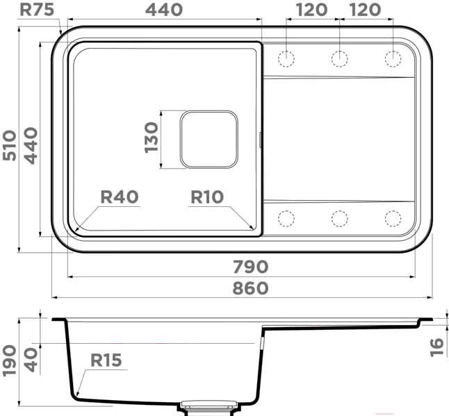 

Кухонная мойка Omoikiri Tasogare 86-BL Artgranit/черный, Tasogare 86-BL