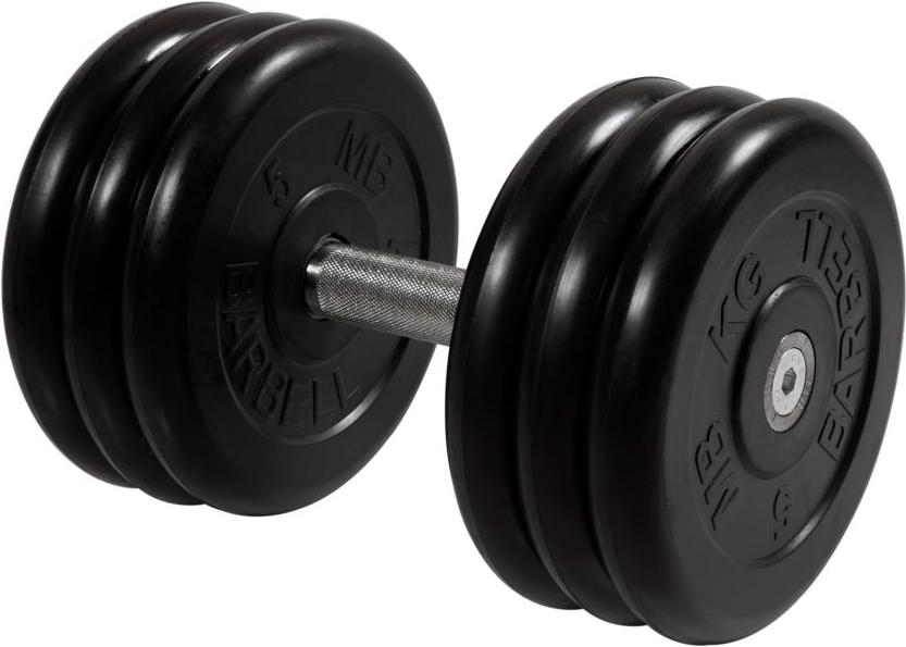 

Гантель неразборная MB Barbell с вращающейся хромированной ручкой 31 кг черный [MB-FdbM-B31], неразборная, с вращающающейся хромированной ручкой 31 кг
