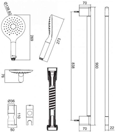 

Душевой гарнитур Bravat Snow (D157CP-2)