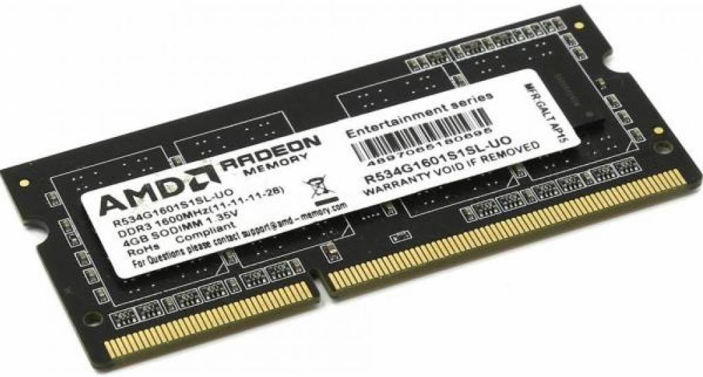 

Оперативная память AMD 4GB DDR3 SO-DIMM PC3-12800 (R534G1601S1SL-UO), 4GB DDR3 SO-DIMM PC3-12800