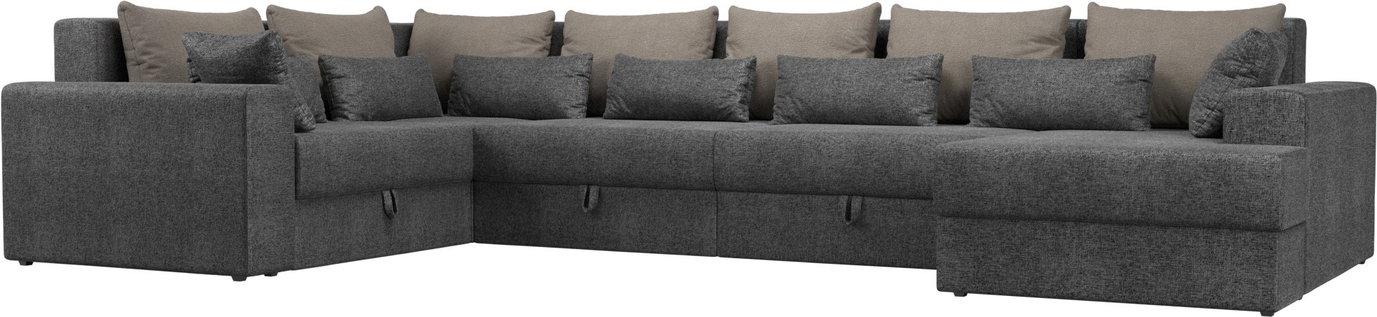 

П-образный диван Mebelico Мэдисон-П 93 левый рогожка серый+бежевый+серый