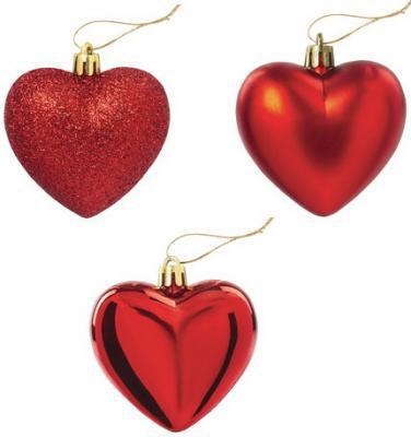 

Елочная игрушка Золотая сказка Сердца 7cm 3шт Red [590900], Сердца 7cm 3шт
