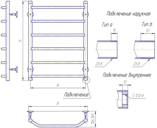 

Полотенцесушитель Gloss Reiter Terra. Л. 50х120.Т13, Terra. Л. 50х120.Т13
