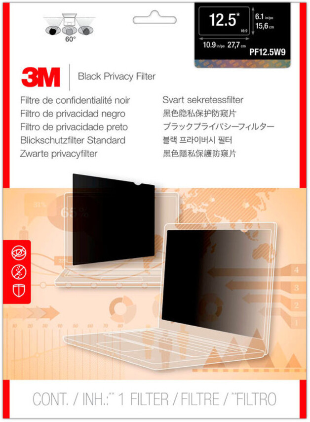

Экран (фильтр) защиты информации для монитора 3M PF125W9B 12.5 черный [7000015890], Экран (фильтр) защиты информации для монитора 3M PF125W9B 12.5 7000015890 черный