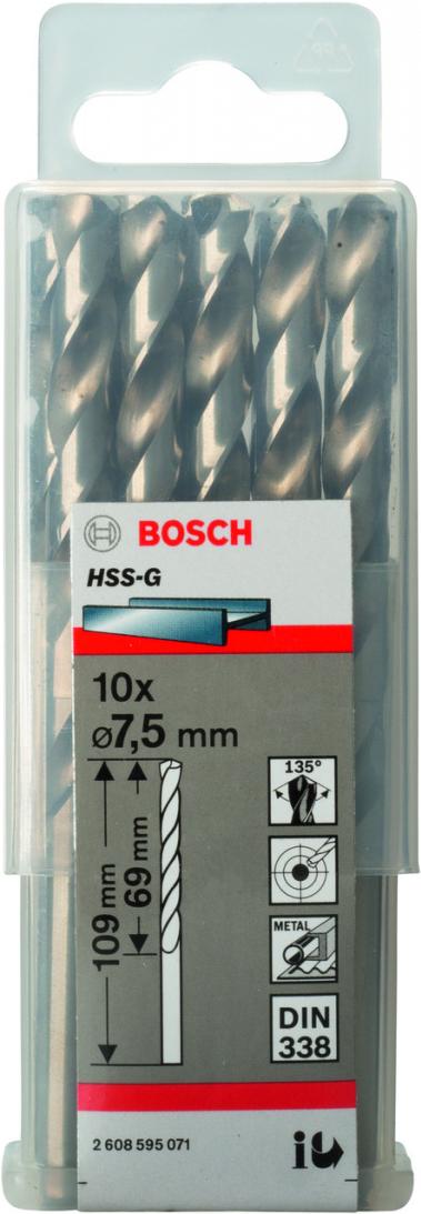 

Сверло Bosch HSS-G Standard 7.5 мм по металлу (-10-) [2.608.595.071], HSS-G Standard 7.5 мм по металлу (-10-)