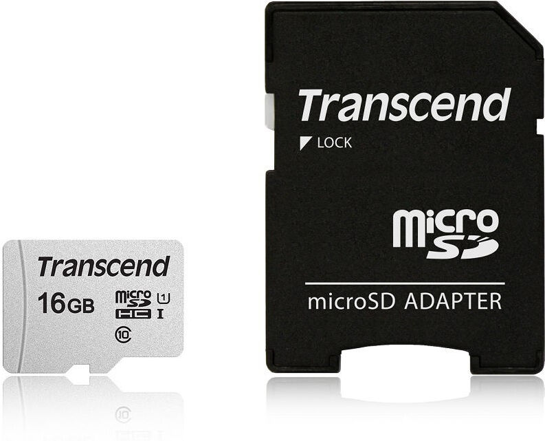 

Карта памяти Transcend 16GB microSDHC Class 10 UHS-I U1 R95, W45MB/s [TS16GUSD300S-A], Карта памяти Transcend microSDHC UHS-I 16GB + адаптер TS16GUSD300S-A