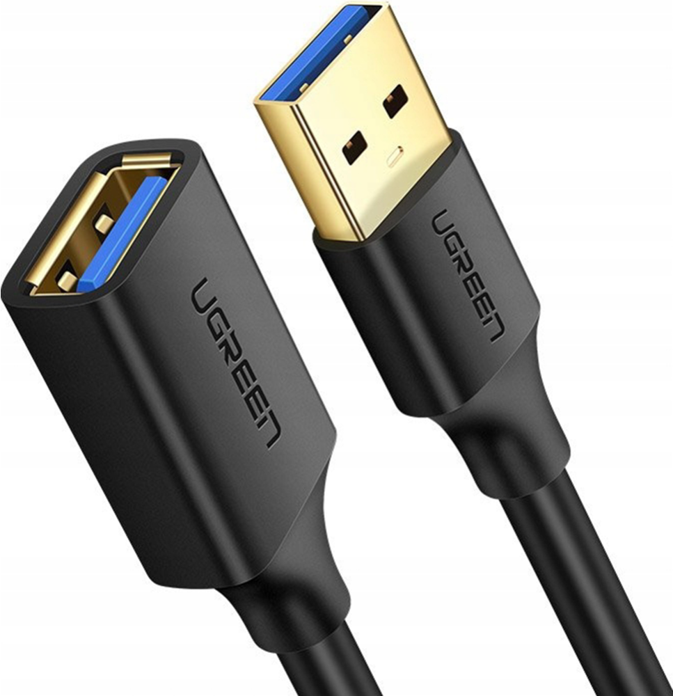 

Кабель UGREEN US129-30125 USB-A 3.0 (M) to USB-A 3.0 (F), 0,5m, силиконовый, Black