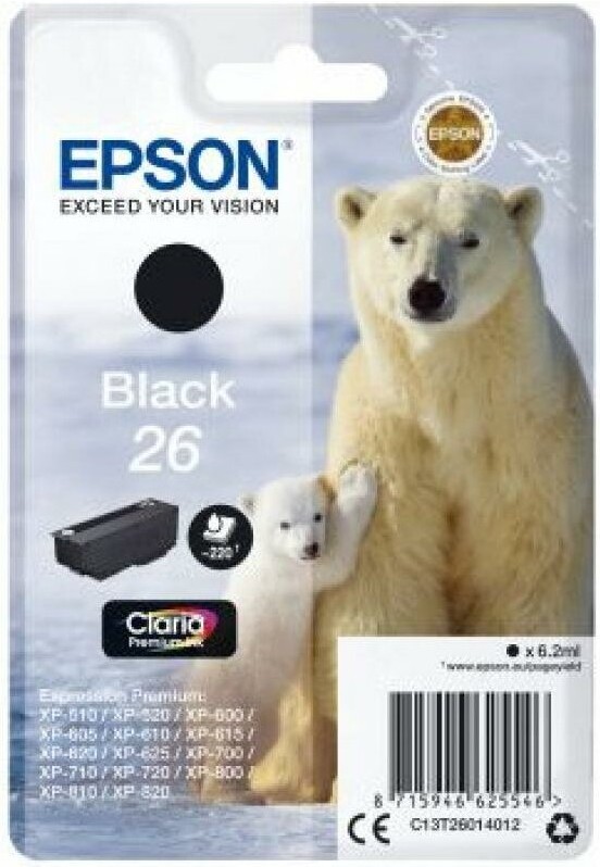 

Epson T2601 для XP-600/700/800 черный [C13T26014012], Струйный картридж Epson T2601 для XP-600/700/800 C13T26014012 черный