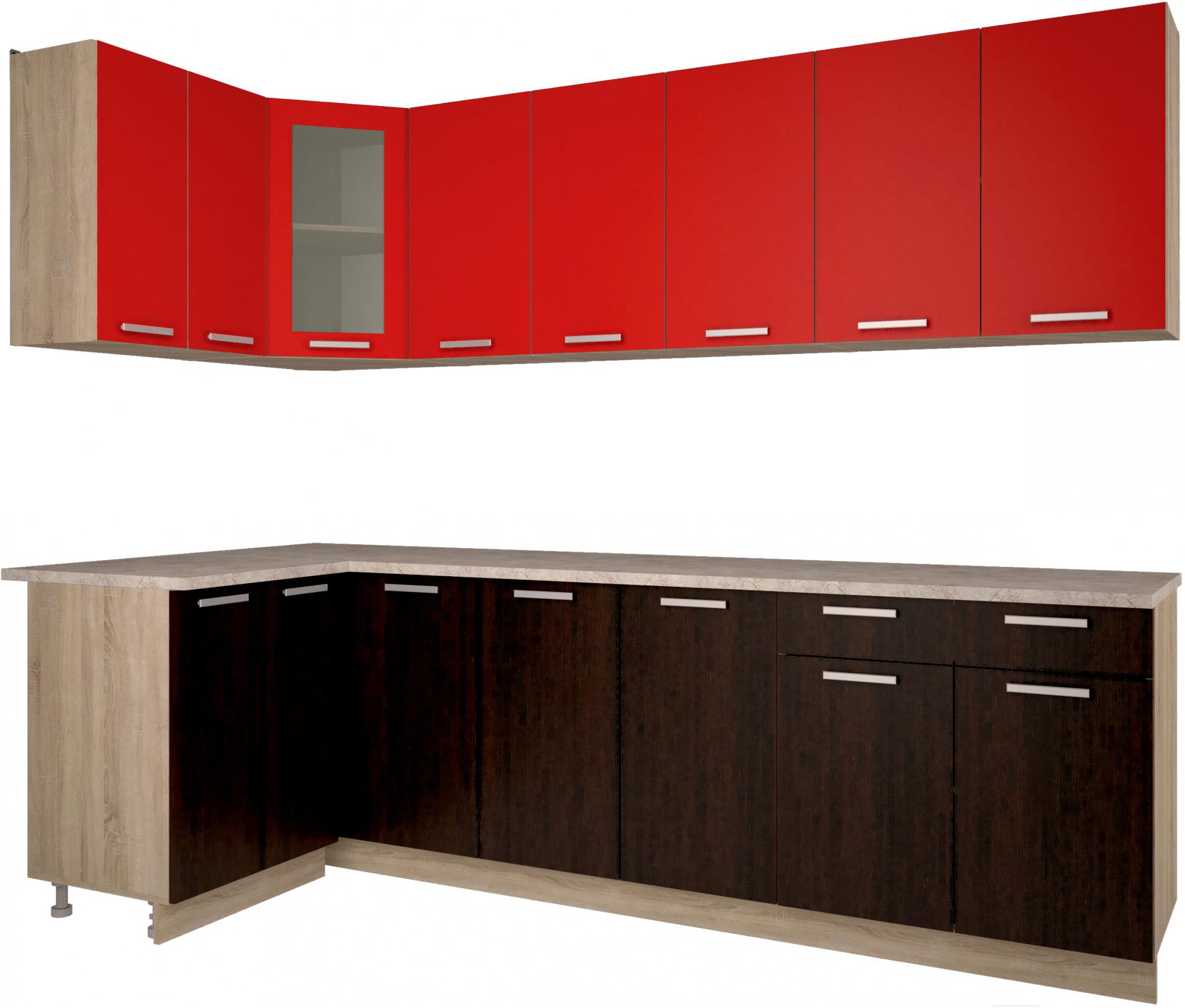 

Готовая кухня Интерлиния Мила 12x26 (красный/дуб венге), Мила 12x26