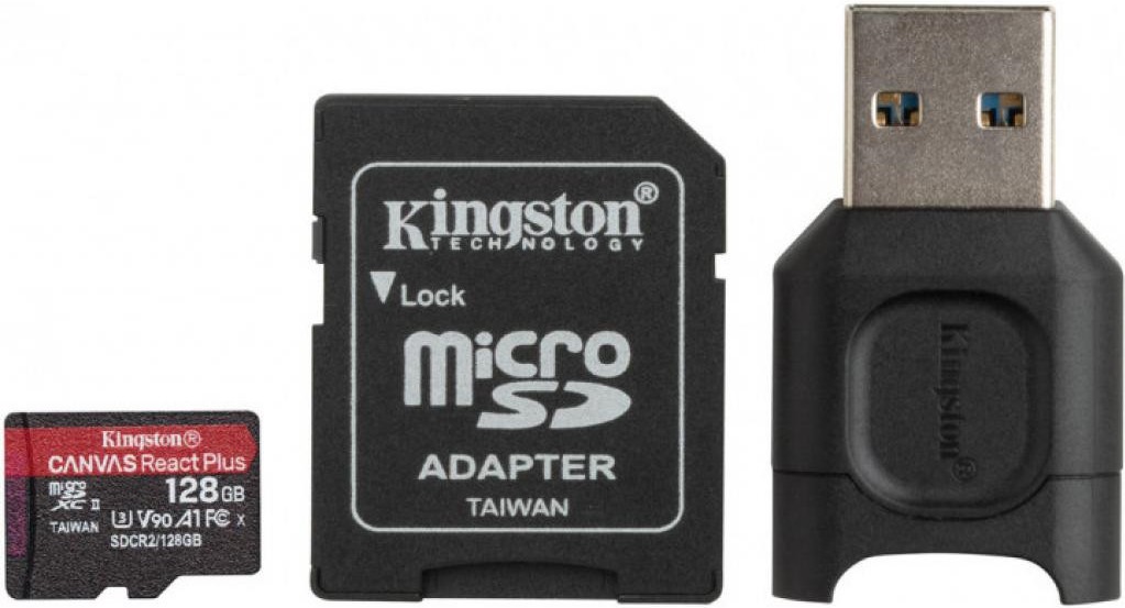 

Карта памяти Kingston microSDXC 128Gb microSDXC UHS-II Class U3 V30 A2 [MLPMR2/128GB], SDXC-micro Card 128GB Kingston MLPMR2/128GB + + adapter Card Reader