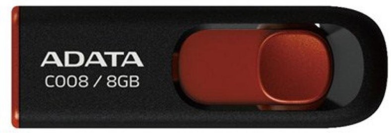 

USB Flash A-Data C008 Black+Red 8 Гб (AC008-8G-RKD), Флеш-накопитель USB A-Data 8GB AC008-8G-RKD