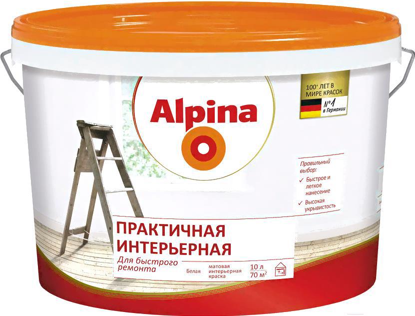 

Краска, эмаль Alpina Практичная интерьерная 10л белый, Краска Alpina Практичная интерьерная 10л белый