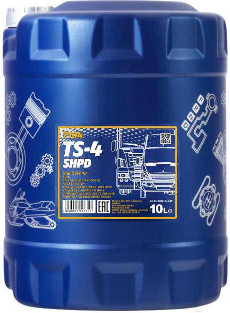 

Моторное масло Mannol TS-4 15W40 SHPD CI-4/SL 10л [MN7104-10], TS-4 15W40 SHPD CI-4/SL 10л