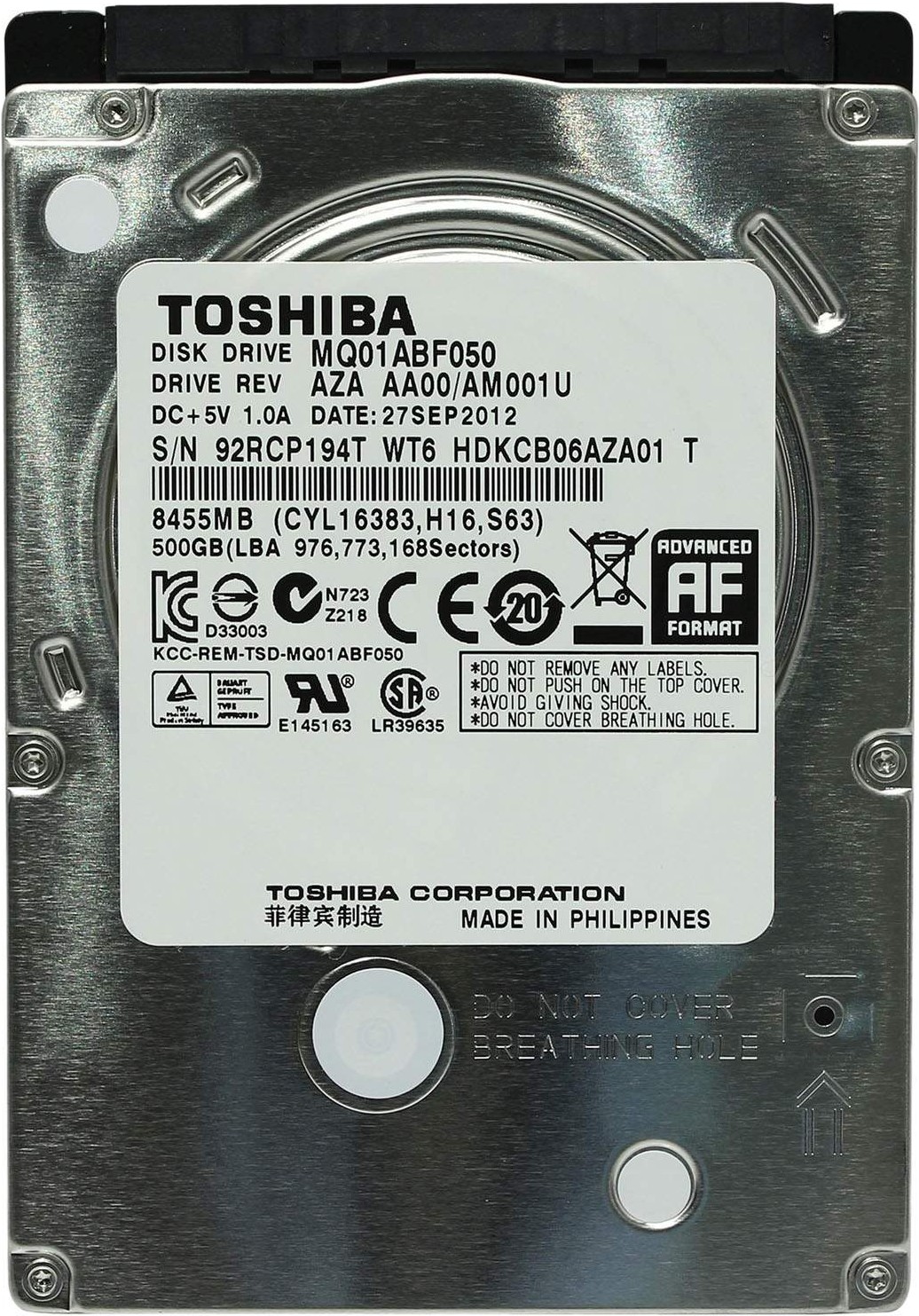 

Жесткий диск Toshiba MQ01ABF 500GB (MQ01ABF050)