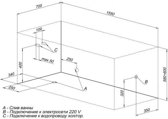 

Ванна Aquanet Bright 155x70, Bright 155x70