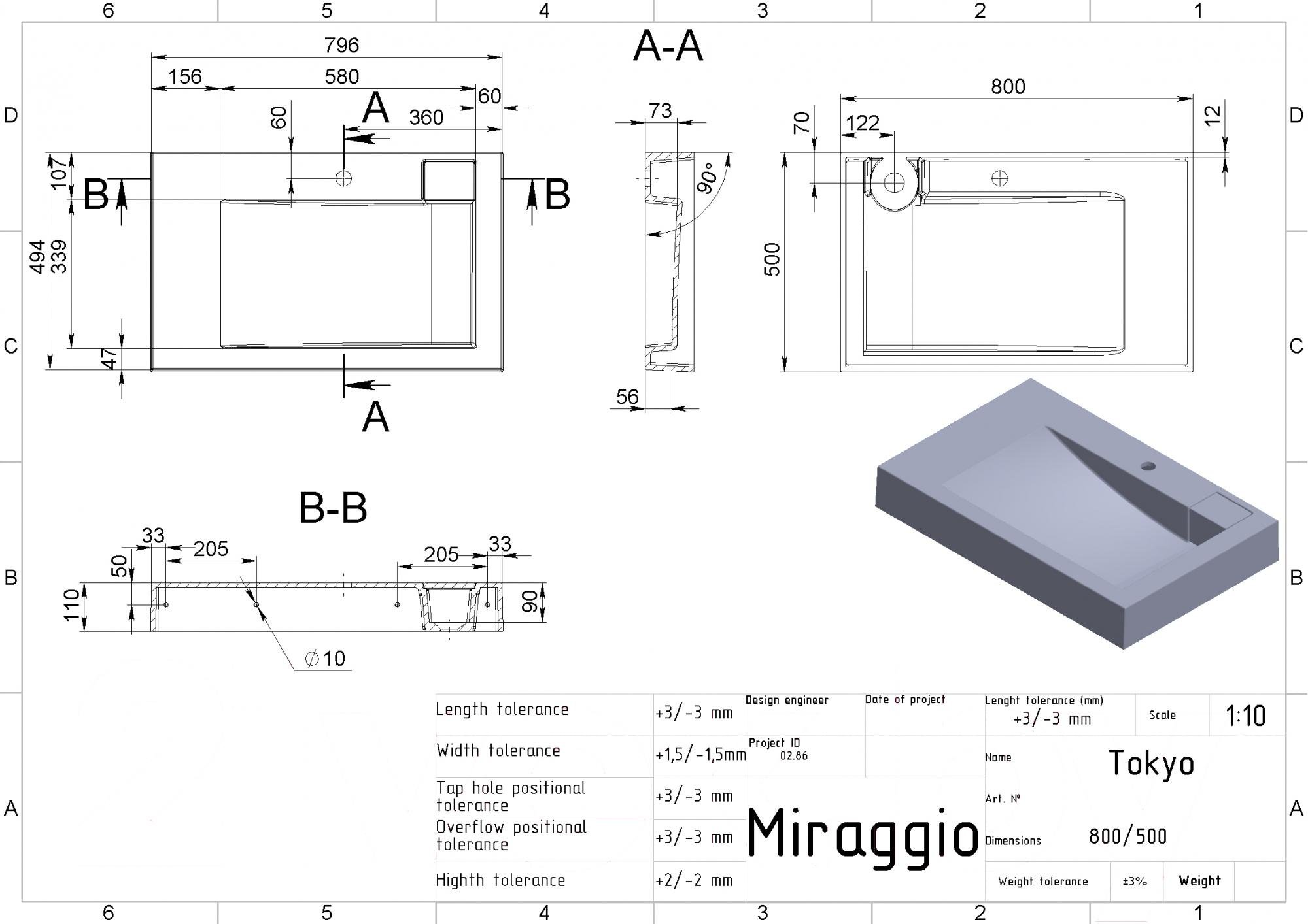 

Умывальник Miraggio Tokyo, Tokyo