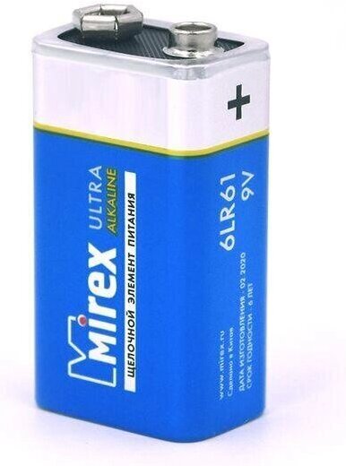 

Батарейка Mirex Крона 9V 6LR61 Alkaline в блистере 1 шт [23702-6LR6-E1], Батарейка Mirex Крона 9V 6LR61 Alkaline в блистере 1 шт 23702-6LR6-E1