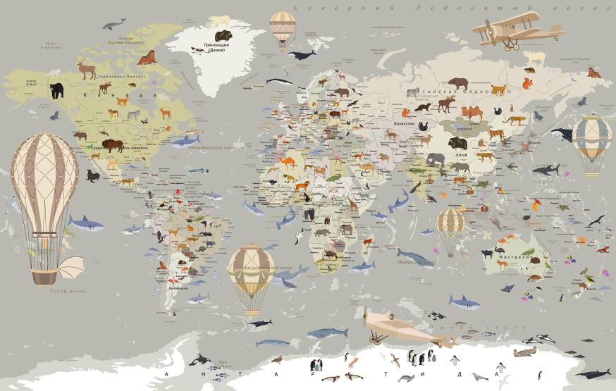 

Фотообои Citydecor Карта мира русском 2 400x254