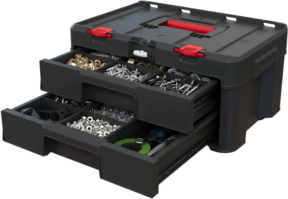 

Ящик для инструментов Keter Stack'N'Roll 2 Drawers чёрный/красный (253384)